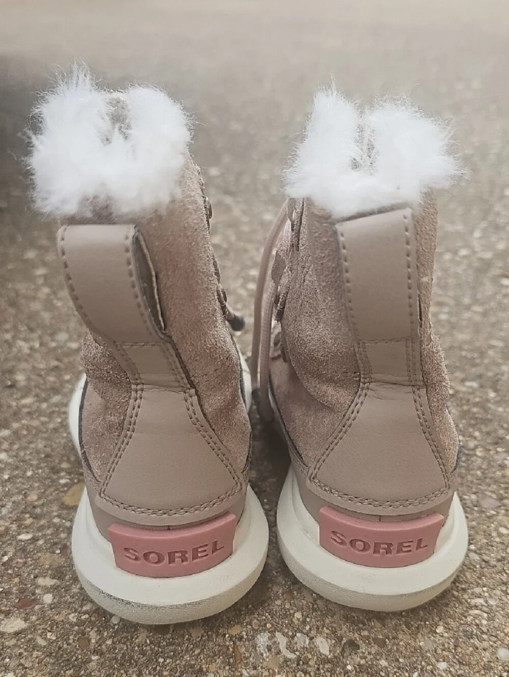 Sorel Explorer Waterproof Taupe Tan Suede Leather Faux-Fur Winter Boot Toddler 9